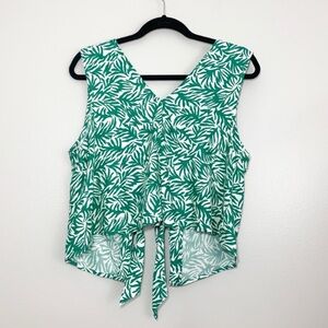 TopShop Matisse Tie Back Open Back Green White Sleeveless Top NWT Size 6